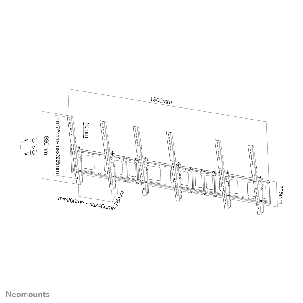Neomounts NS-WMB300PBLACK Supporto da parete per menu board 40-52" - inclinabile - verticale